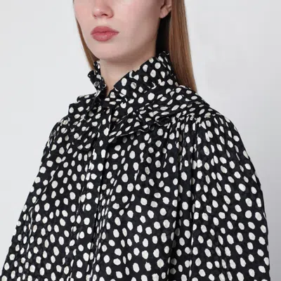 Chloé Turtle Neck Shirt Polka Dots Ruffled Collar In Black