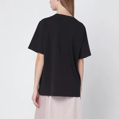 Chloé Women Black Crewneck T-shirt With Maxi Logo Print On The Front In Cotton Woman
