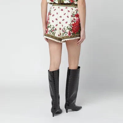 Farm Rio Floral Linen-blend Shorts In White