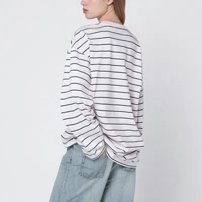 Rotate Birger Christensen Striped Oversized Cotton Jersey T-shirt In Pink