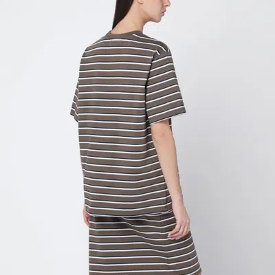 Rotate Birger Christensen Striped Oversized Cotton Jersey T-shirt In Brown