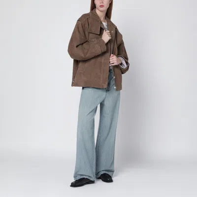 Rotate Birger Christensen Oversized Brown Suede Jacket In Brown