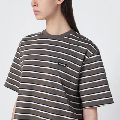 Rotate Birger Christensen Striped Oversized Cotton Jersey T-shirt In Brown