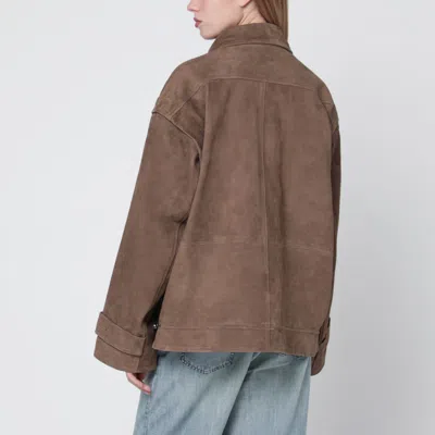 Rotate Birger Christensen Oversized Brown Suede Jacket In Brown
