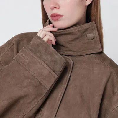 Rotate Birger Christensen Oversized Brown Suede Jacket In Brown