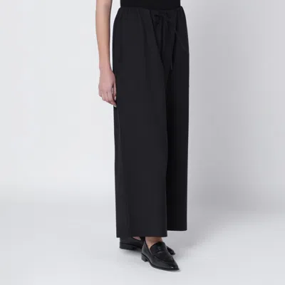 Totême Black Drawstring Wool Trousers In Black