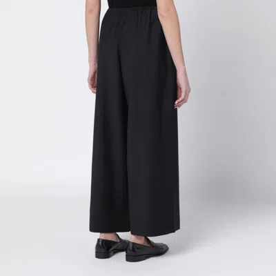 Totême Black Drawstring Wool Trousers In Black