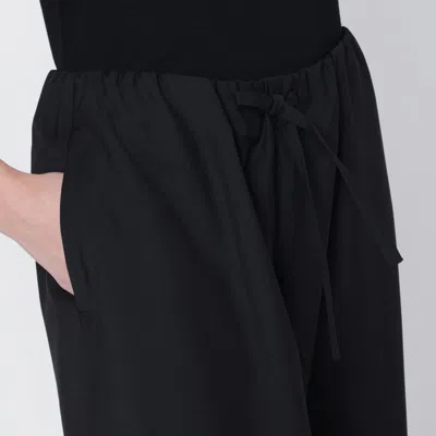 Totême Black Drawstring Wool Trousers In Black