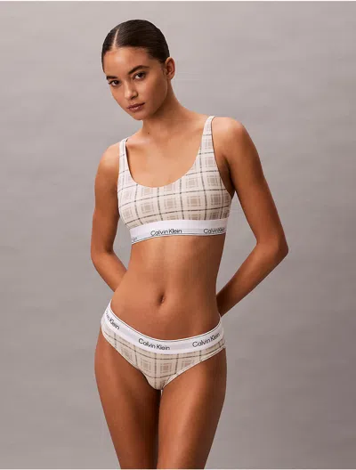 Calvin Klein Logo Calvin Klein Women's Icon Cotton Modal Lightly Lined Bralette In White
