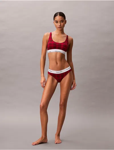 Calvin Klein Logo Calvin Klein Women's Icon Cotton Modal Lightly Lined Bralette In Brown