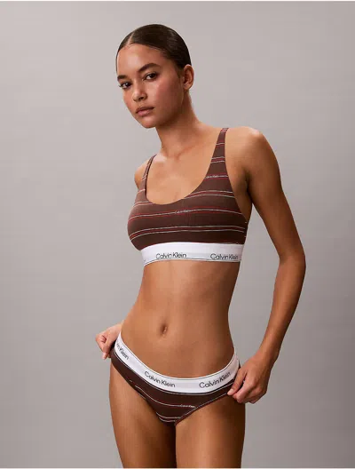 Calvin Klein Logo Calvin Klein Women's Icon Cotton Modal Lightly Lined Bralette In Brown