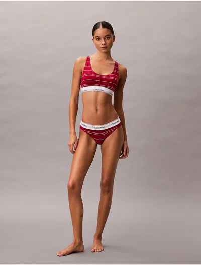 Calvin Klein Logo Calvin Klein Women's Icon Cotton Modal Lightly Lined Bralette In Brown