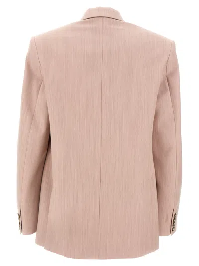 Stella Mccartney Double-breasted Wool Blazer With Structured Shoulders In Pink