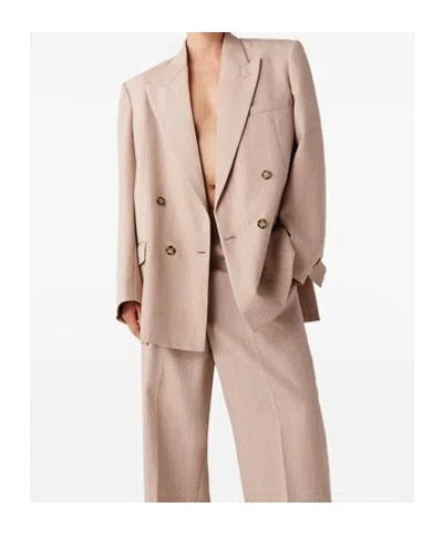 Stella Mccartney Double-breasted Wool Blazer With Structured Shoulders In Pink