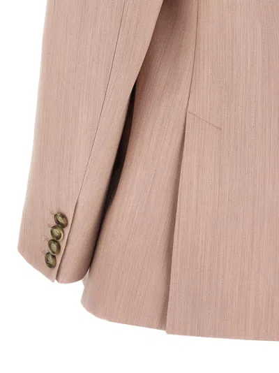 Stella Mccartney Double-breasted Wool Blazer With Structured Shoulders In Pink
