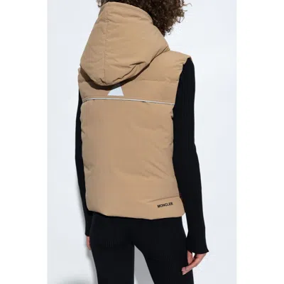 Moncler Sleeveless Hooded Down Jacket In Gold
