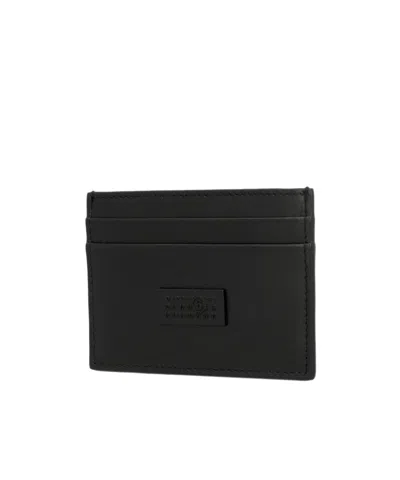 Mm6 Maison Margiela Logo Patch Open Top Cardholder In Black