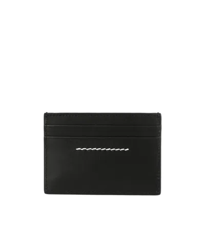 Mm6 Maison Margiela Logo Patch Open Top Cardholder In Black