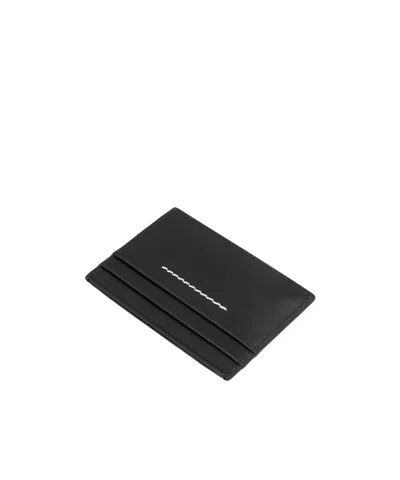 Mm6 Maison Margiela Logo Patch Open Top Cardholder In Black