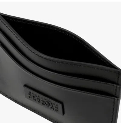 Mm6 Maison Margiela Logo Patch Open Top Cardholder In Black