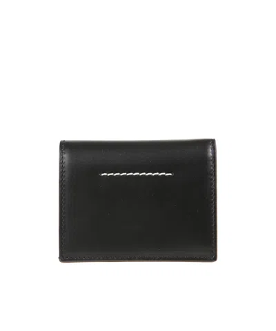 Mm6 Maison Margiela Logo-patch Bi-fold Wallet In Black