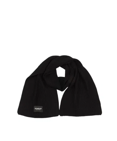 Dondup Ribbed Knit Scarf In Black