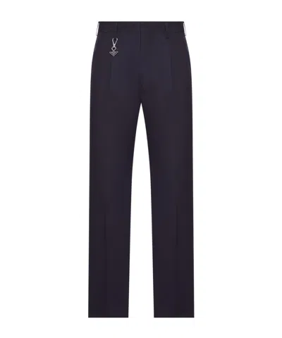 Prada Tailored Cotton Poplin Trousers In Blue