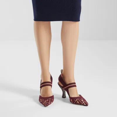 Fendi Burgundy Ff Fabric High-heeled Slingbacks In Multi