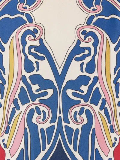 La Doublej The Kaftan Multicolor Silk Kaftan With V Neck And All-over Floral Print Woman In White