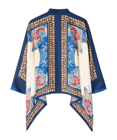 La Doublej Foulard Printed Silk Twill Shirt In Blue