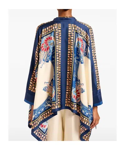 La Doublej Foulard Printed Silk Twill Shirt In Blue