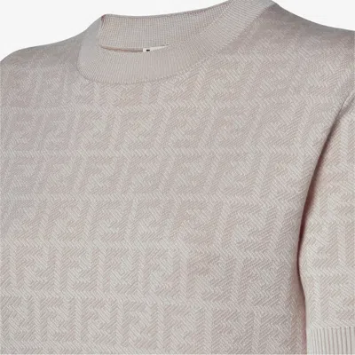 Fendi Pink Ff Wool And Silk Jumper In Gray