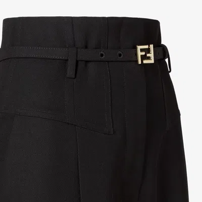 Fendi Pinstripe Belted Trousers In Black