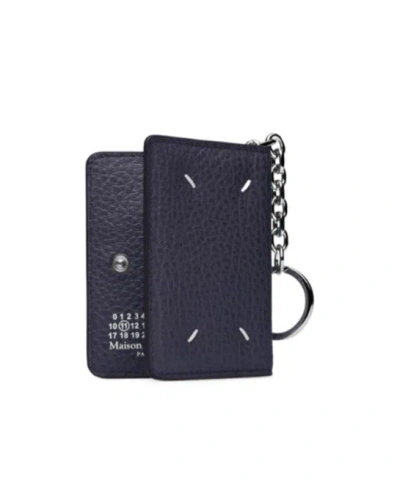 Maison Margiela Four Stitches Keyring Cardholder In Blue