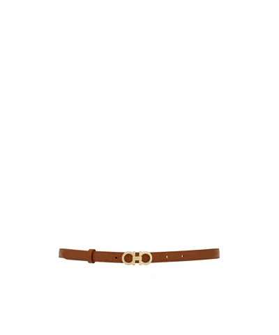 Ferragamo Gancio Mediterraneo Leather Belt In Brown
