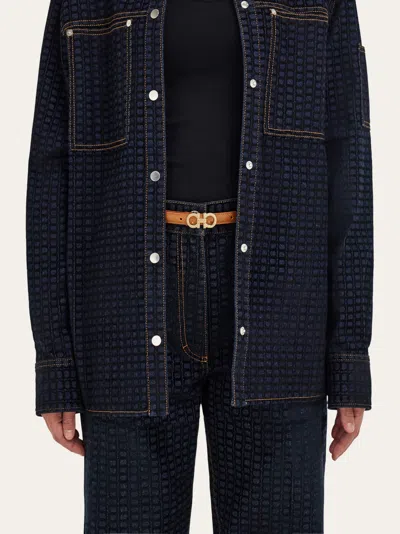 Ferragamo Gancio Mediterraneo Leather Belt In Brown