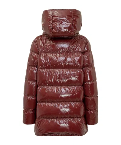 Herno Hooded Medium Down Jacket In Red