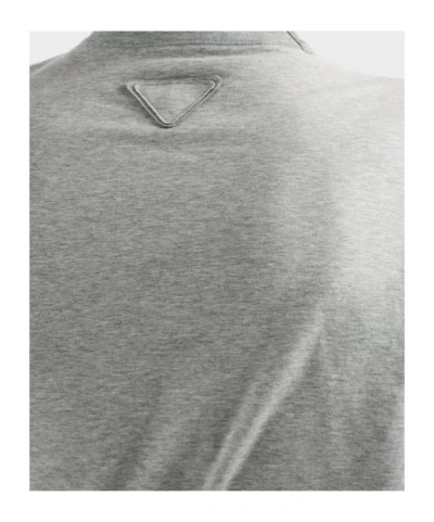 Prada Reversible Cotton T-shirt In Gray