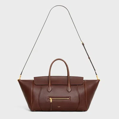 Celine Medium New Luggage In Supple Shiny Lambskin In Brown