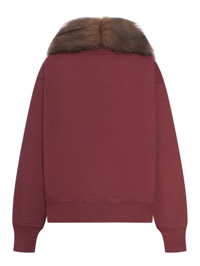 Prada Fur-collar Sweatshirt In Red