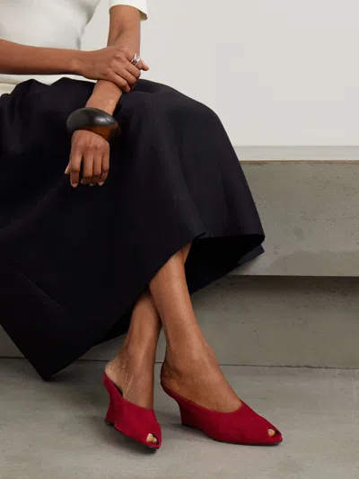 Totême 90mm Peep Toe Heeled Sandals In Red