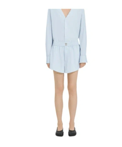 Mm6 Maison Margiela Cotton Poplin Shorts In Blue