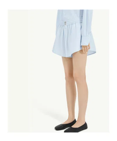 Mm6 Maison Margiela Cotton Poplin Shorts In Blue