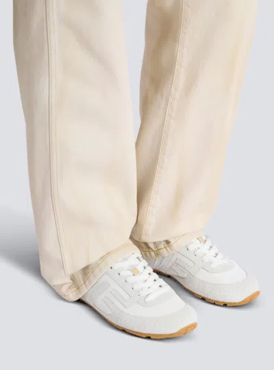 Balmain Racer 45 Trainers In Lambskin And Suede In White