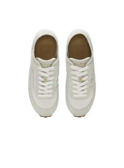 Balmain Racer 45 Trainers In Lambskin And Suede In White