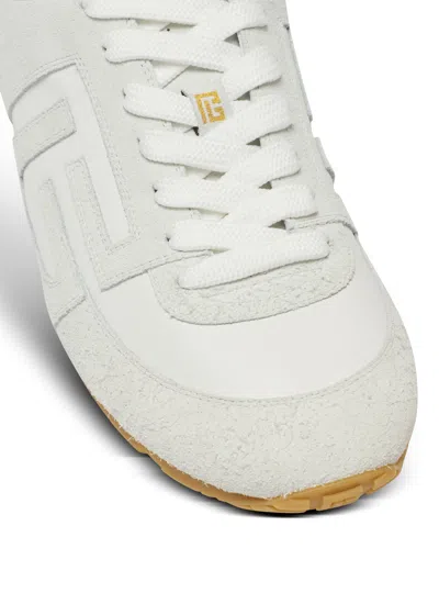 Balmain Racer 45 Trainers In Lambskin And Suede In White