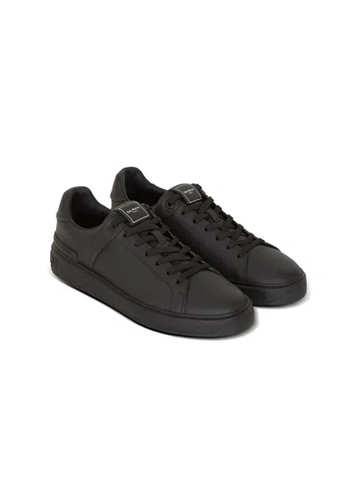 Balmain B Court Sneakers Flat Sole Round Toe In Black