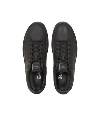 Balmain B Court Sneakers Flat Sole Round Toe In Black