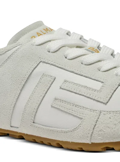 Balmain Racer 45 Trainers In Lambskin And Suede In White