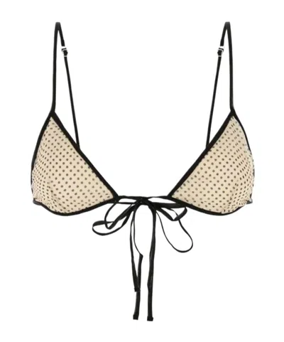 Prada Printed Chiffon Bra In Brown